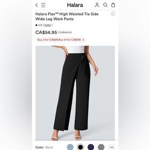 HALARA Black Wide-Leg Pants with Bow Detail